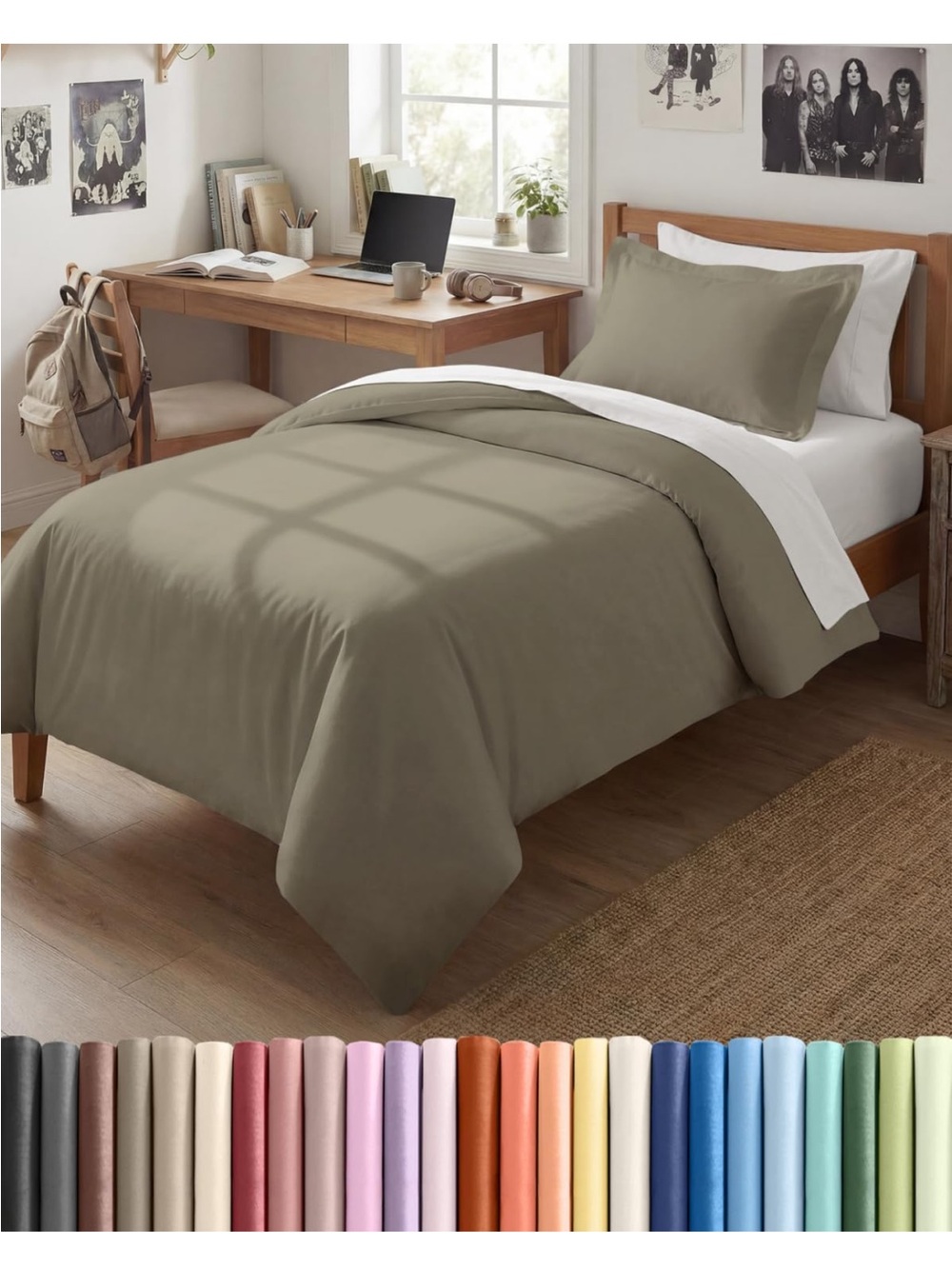 NEW Duvet Cover Twin/Twin XL - 2 Piece Set, College Dorm Room - Khaki